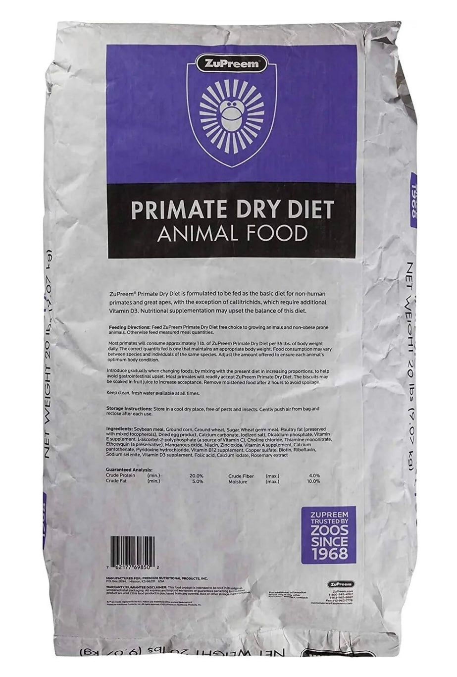 Zupreem Primate Dry Diet 20-lbs