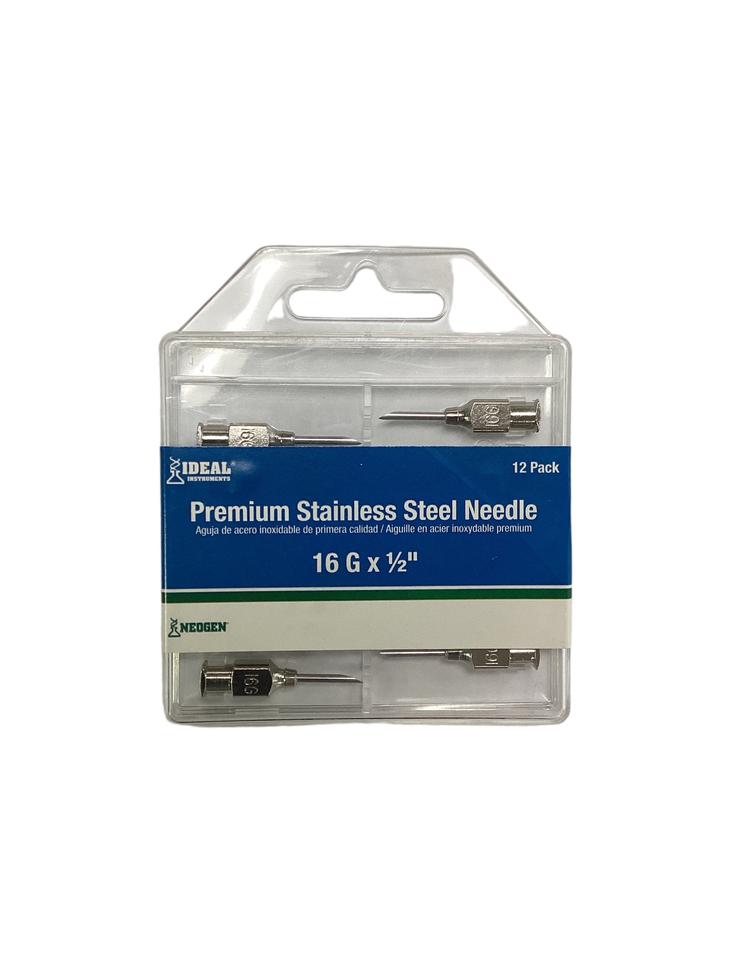 Ideal Stainless Steel Needles 16 ga x 1/2 in, 12 Pack