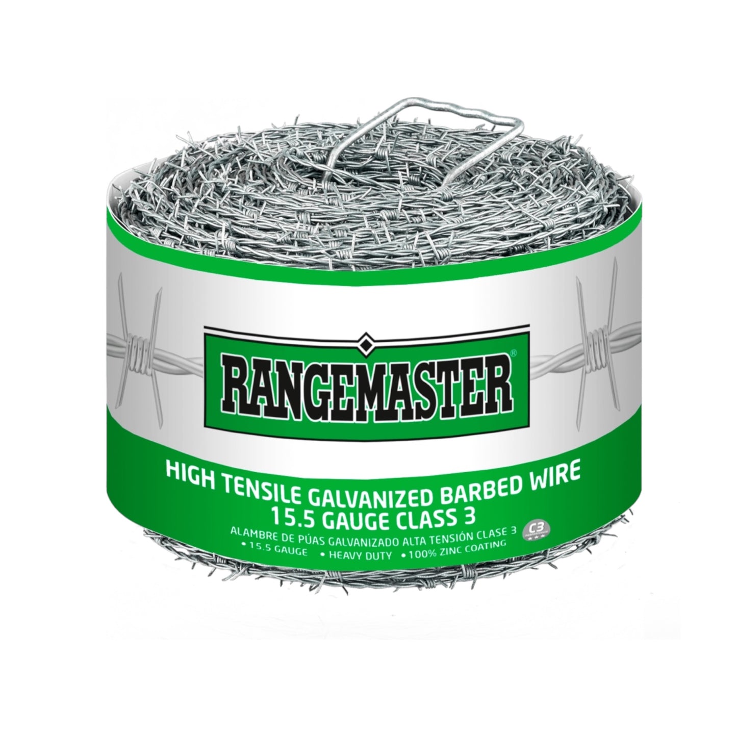 Range Master High Tensile Galvanized Barbed Wire 15.5ga 4 pt 5” 1320'