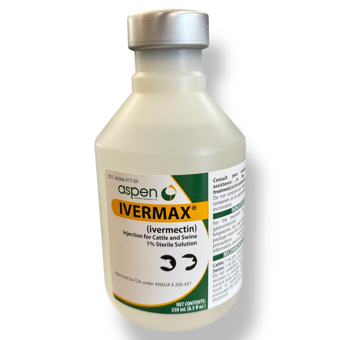 Ivermectin 1% Sterile Solution for Catlle & Swine, 250 ml