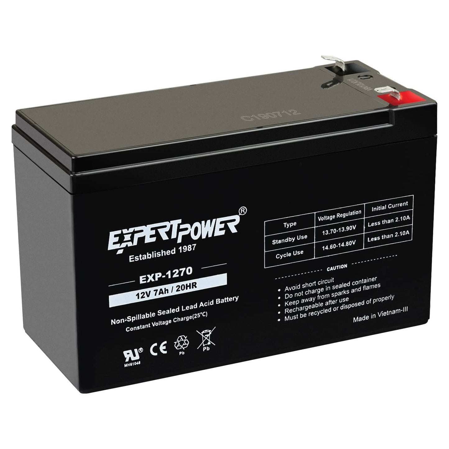 Battery Expert Power 12V 7Ah Rechargeable