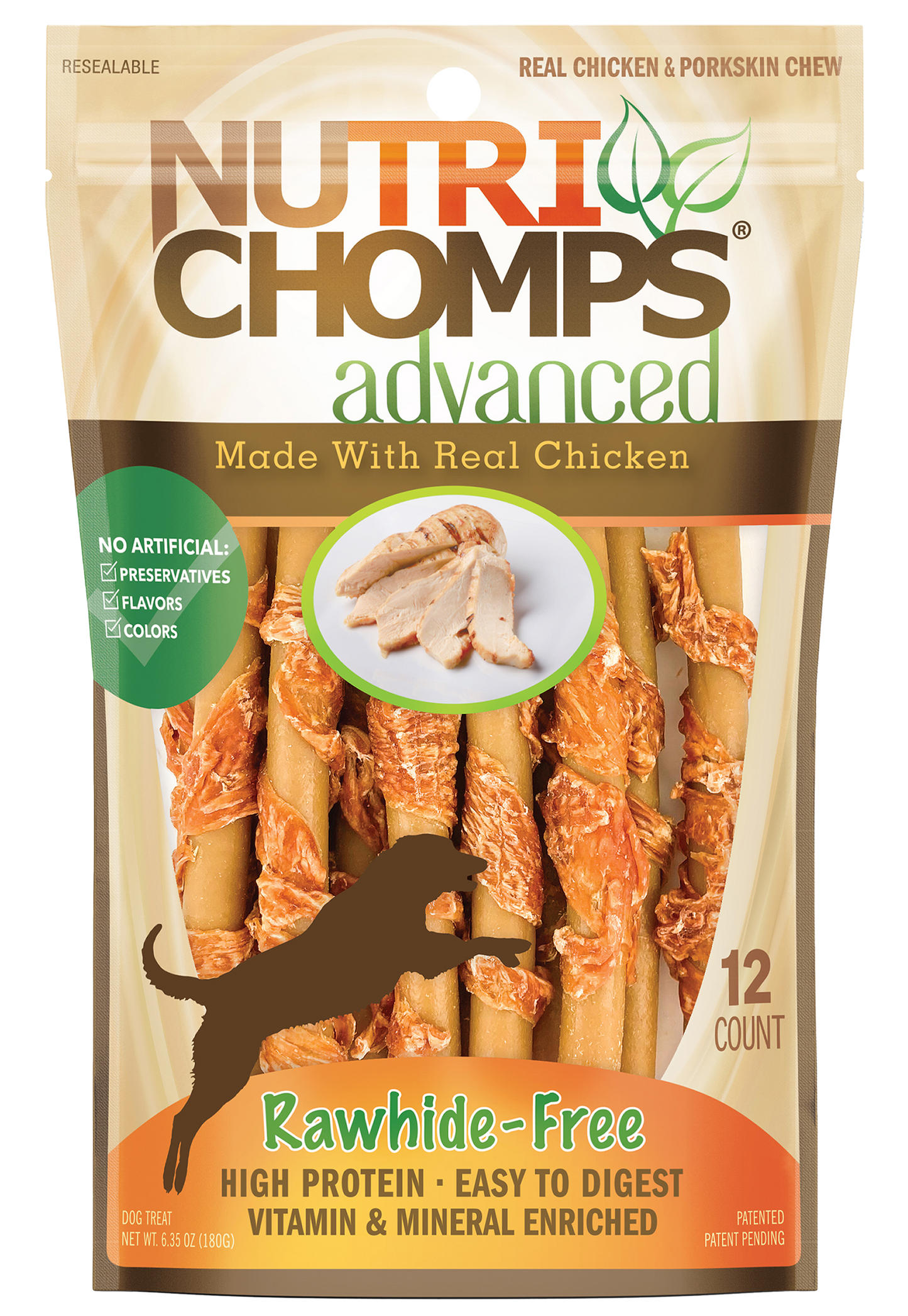 Pork Chomps 5" Real Chicken Wrapped Mini Twist 12 ct