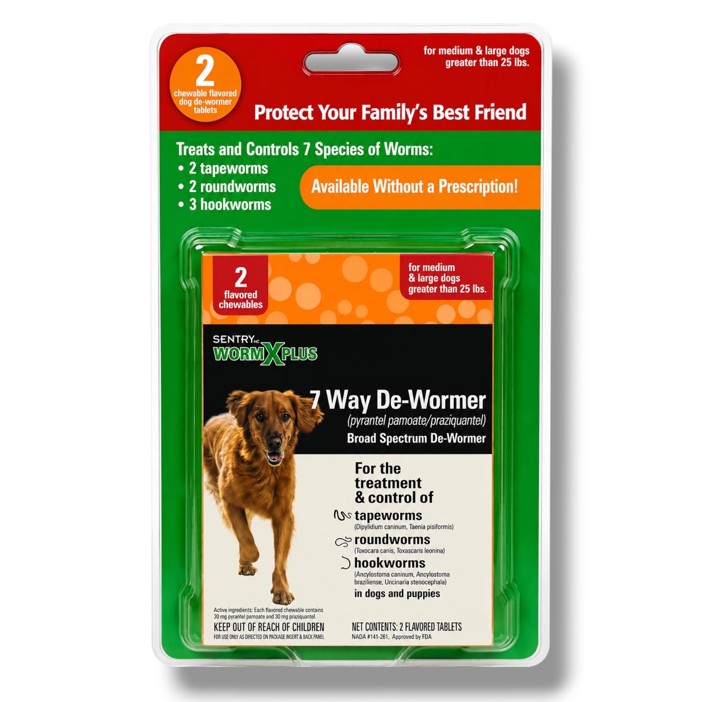Worm X Plus 7 Way DeWormer for Medium & Large Dogs (Over 25 lbs)