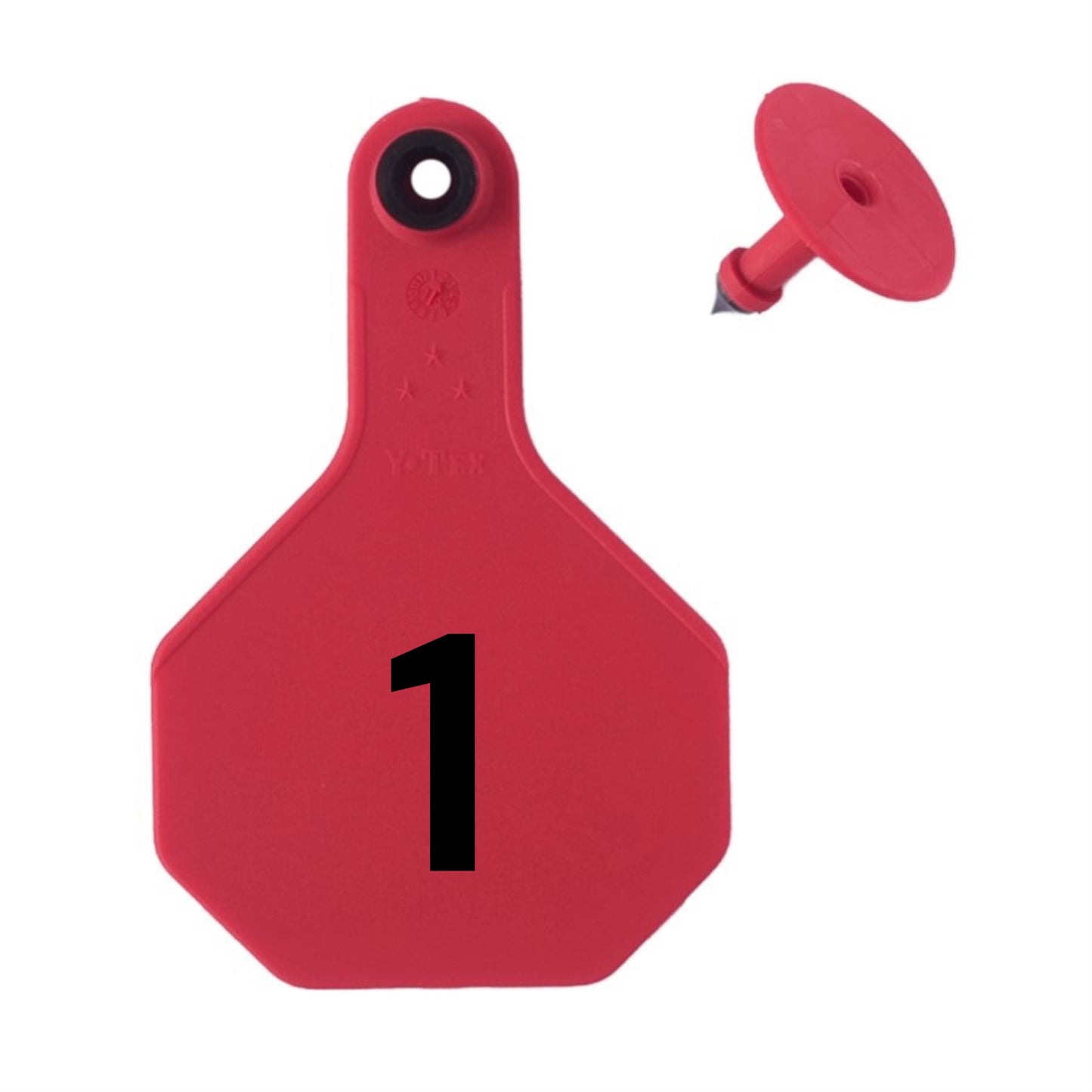 Y Tex Numbered 2 Piece Ear Tags Red