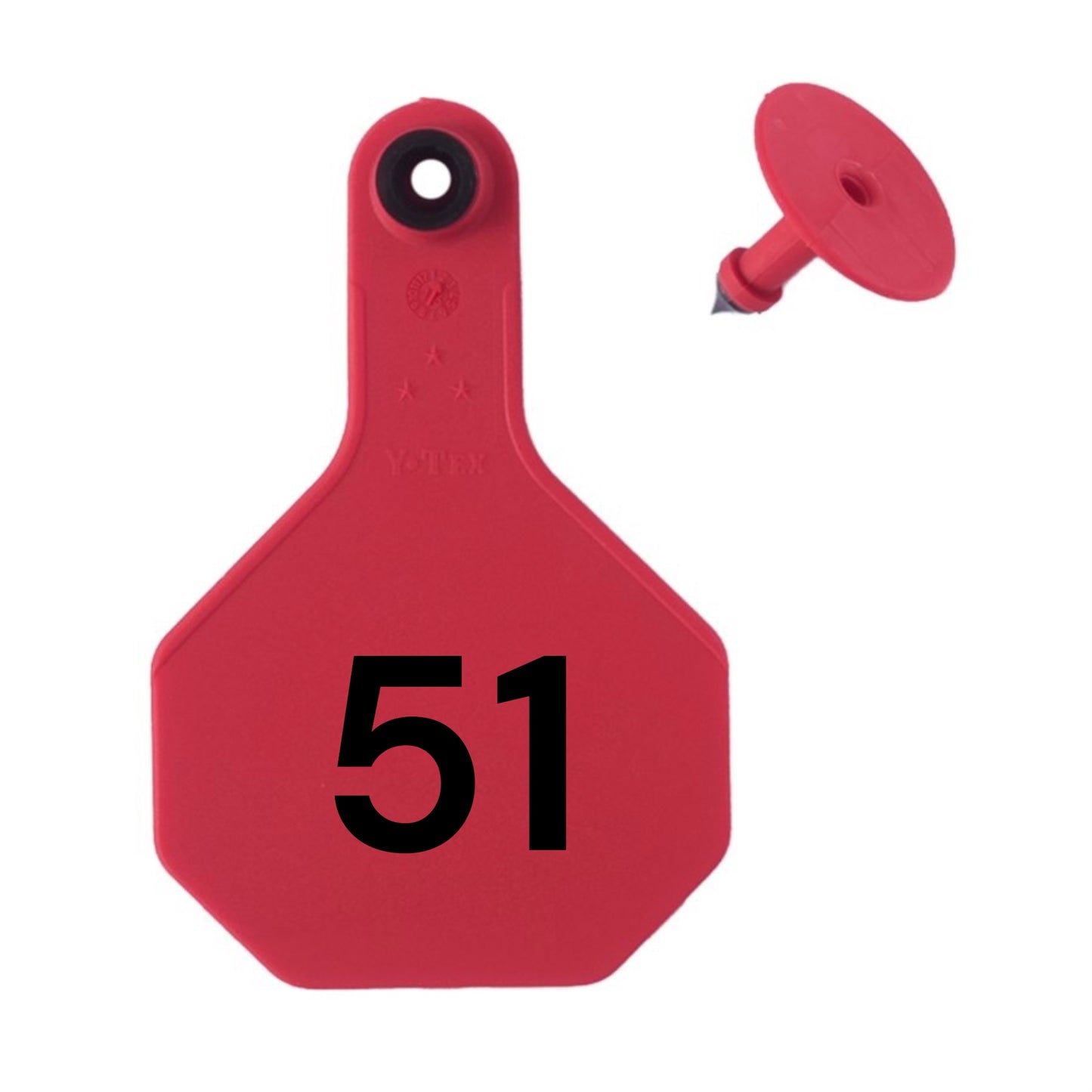 Y Tex Numbered 2 Piece Ear Tags Red