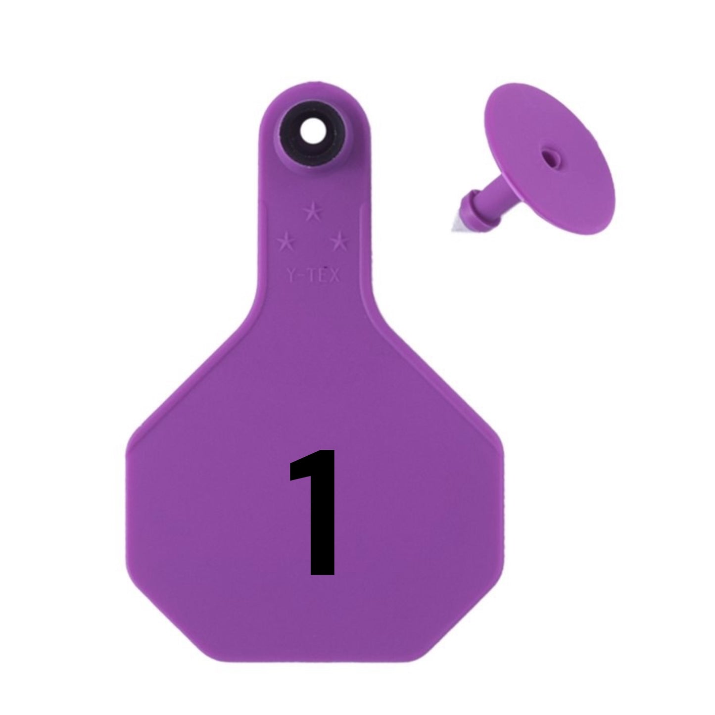 Y Tex Numbered 2 Piece Ear Tags Purple
