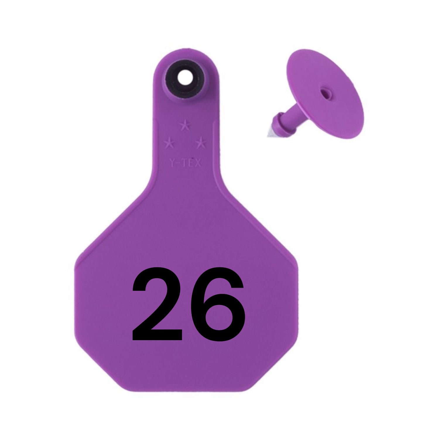 Y Tex Numbered 2 Piece Ear Tags Purple