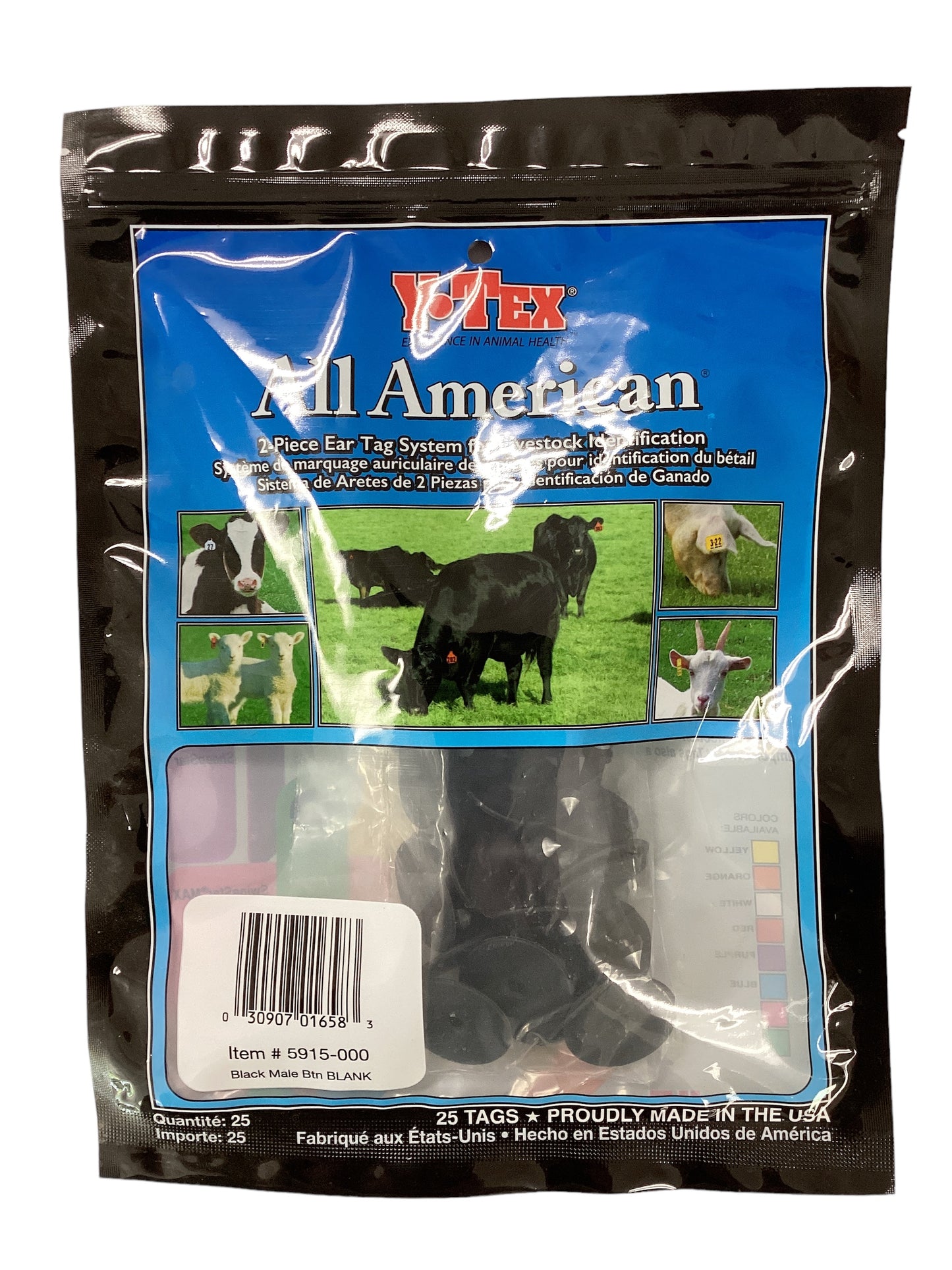 Y Tex Ear Tags Black
