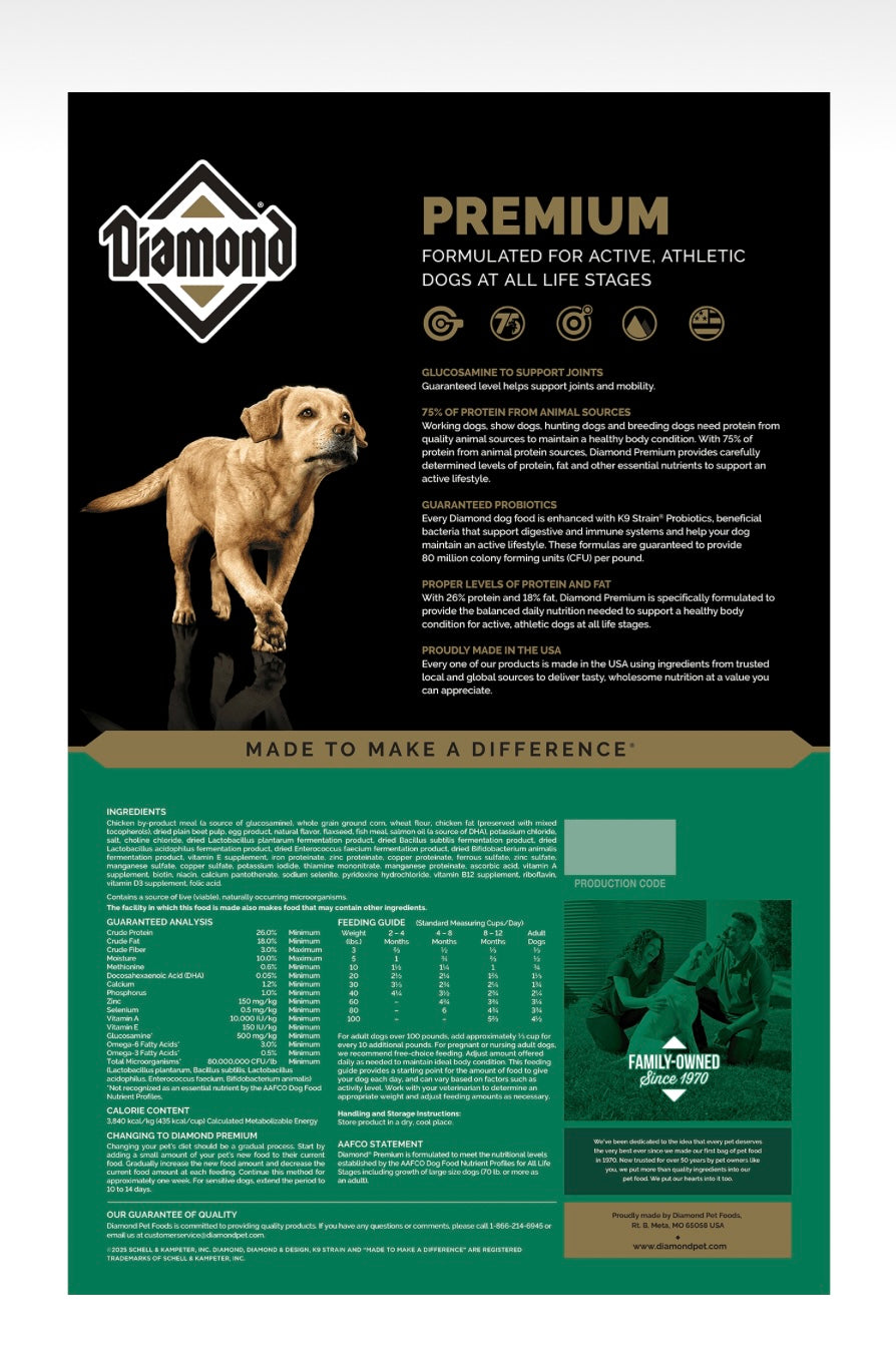 Diamond Premium 26-18 Dog Food 40-lbs