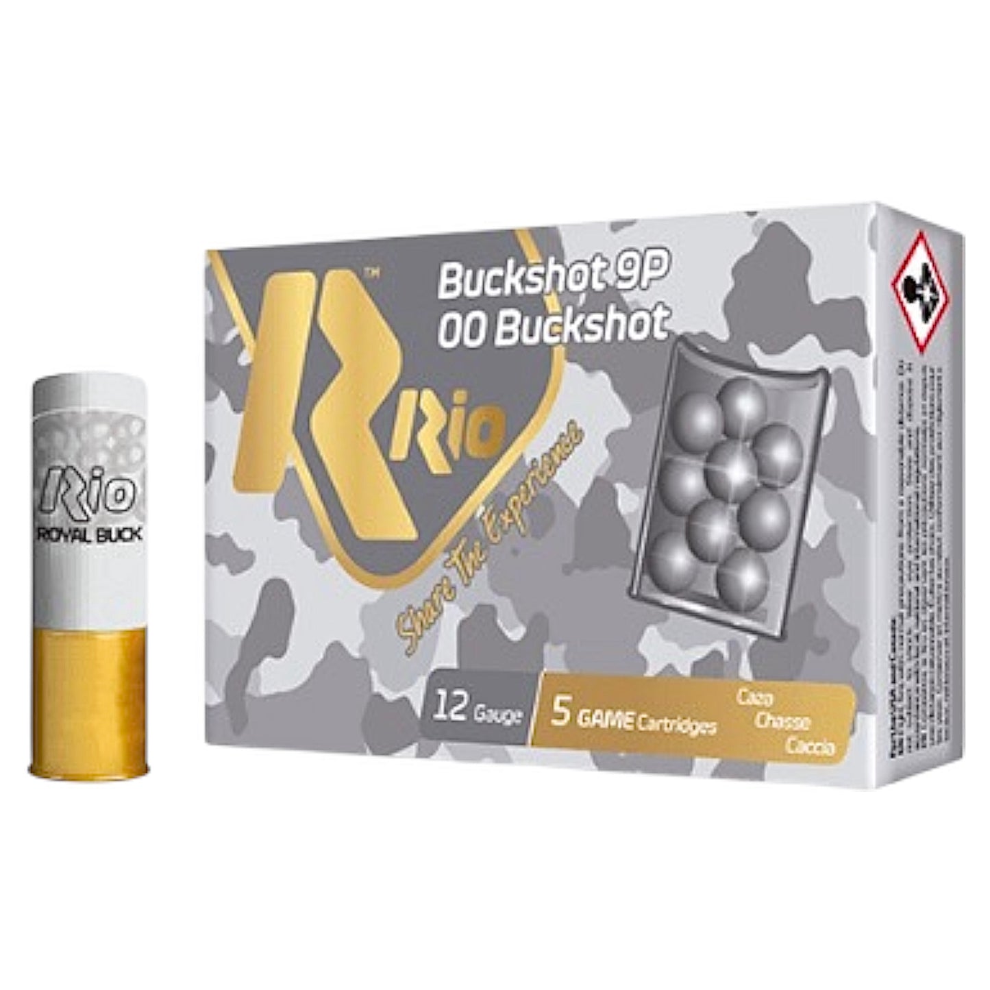 Rio Buckshot 9P/00 Shells, 12 gauge, 2-3/4", 9 pellets (5 Cartridges)