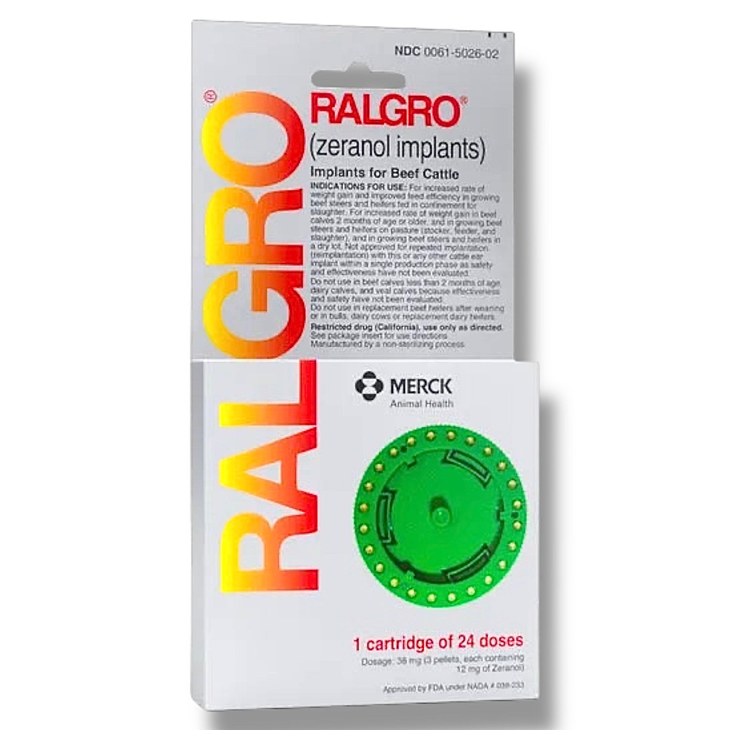 Ralgro Implants for Beef Cattle by Merck, 24 Dose