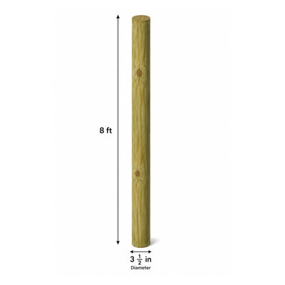 Treated Wood Fence Posts 3 1/2-in x 8-ft