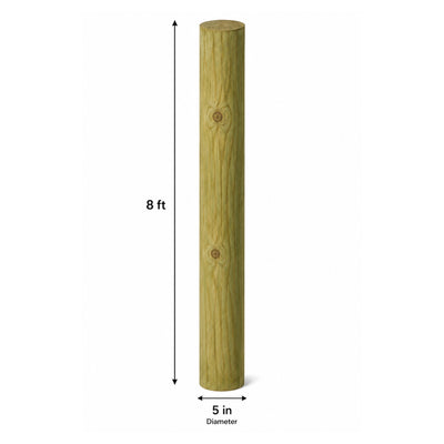 Treated Wood Fence Posts 5-in x 8-ft