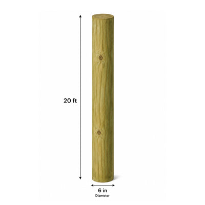 Treated Wood Fence Posts 6-in x 20-ft
