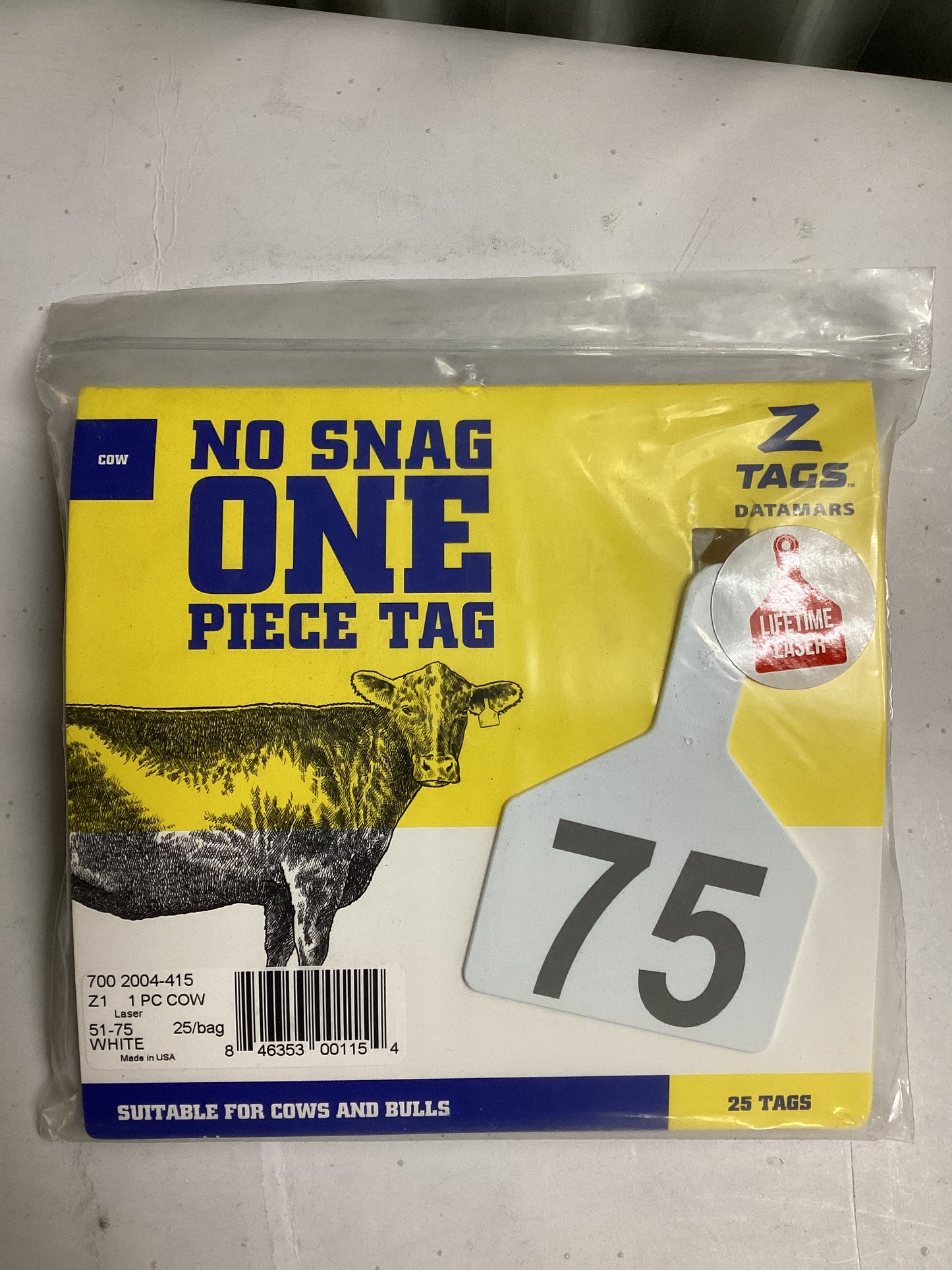 Z Tags One-Piece Tag Cow Size