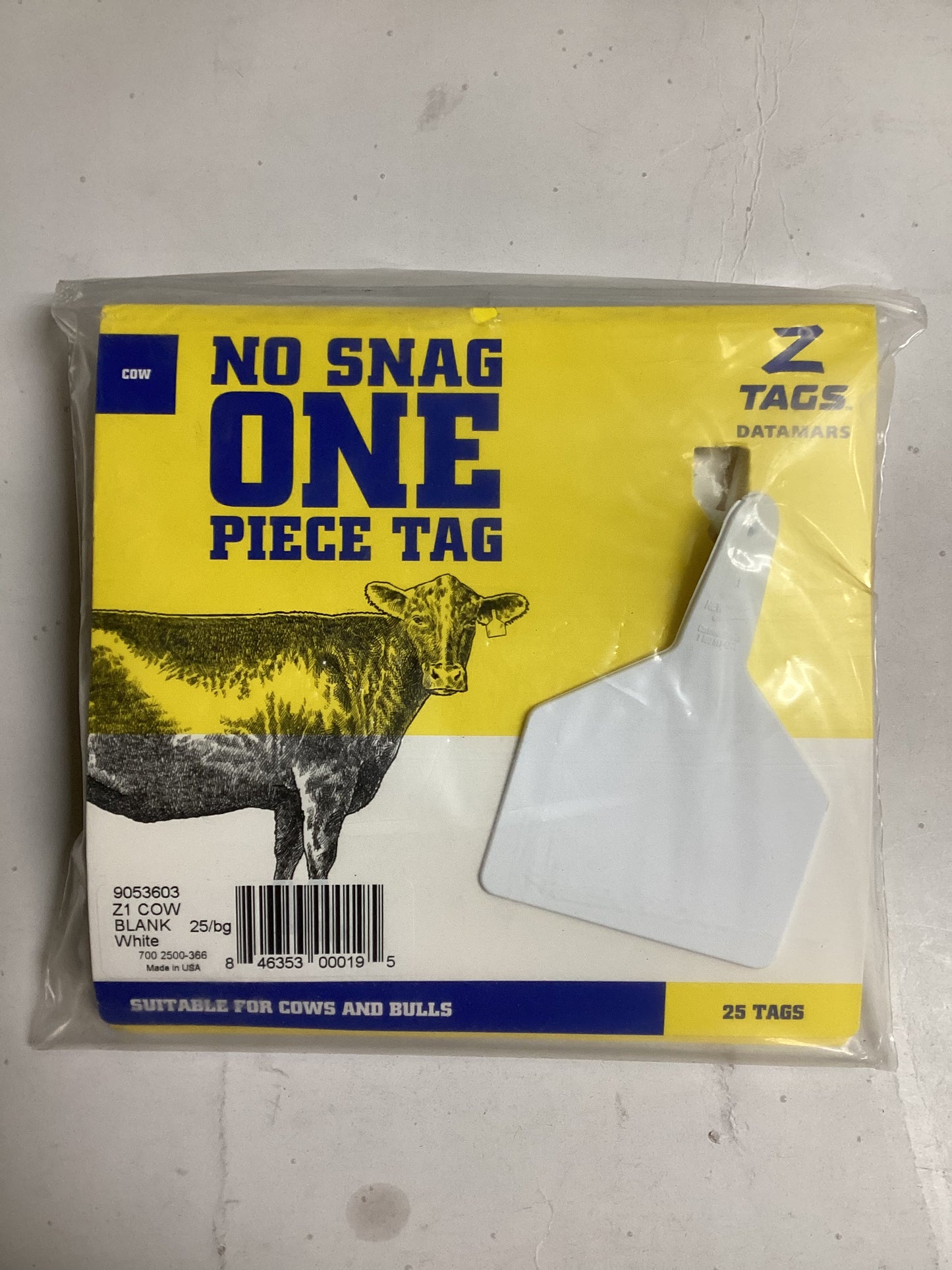 Z Tags One-Piece Tag Cow Size