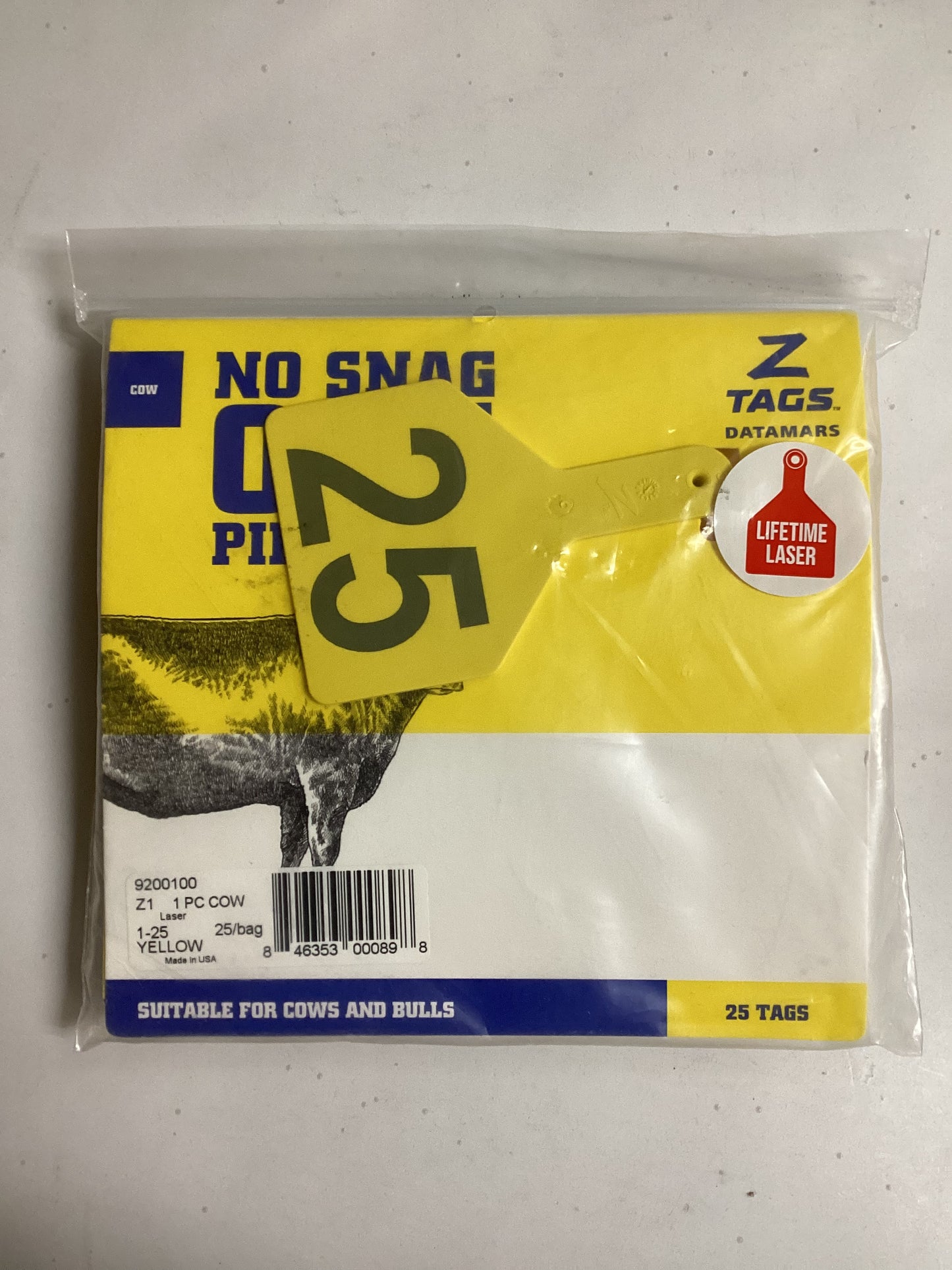 Z Tags One-Piece Tag Cow Size