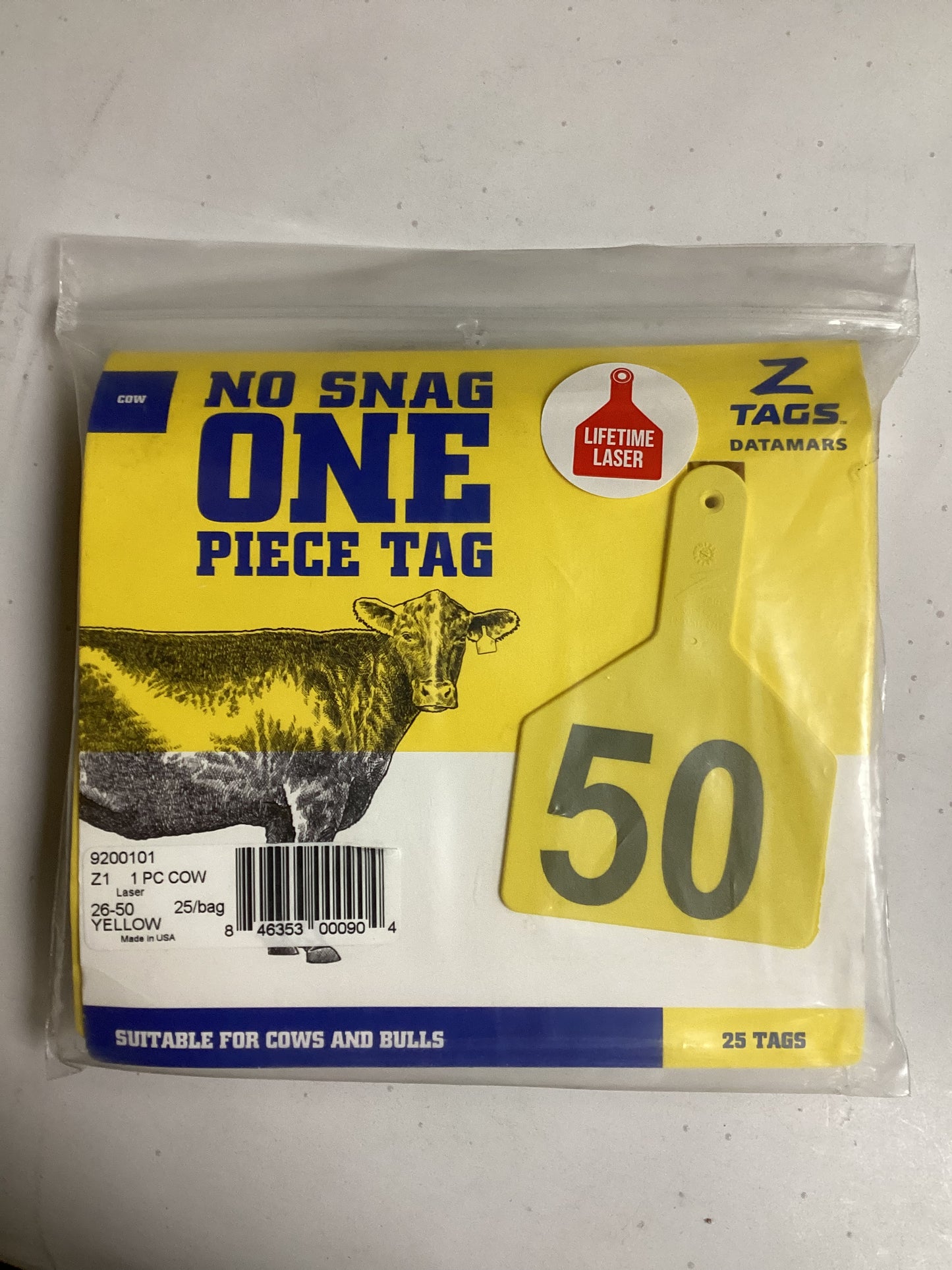 Z Tags One-Piece Tag Cow Size