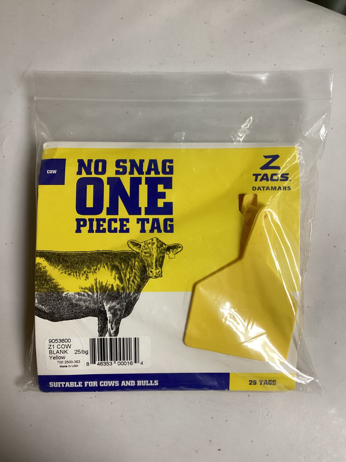 Z Tags One-Piece Tag Cow Size