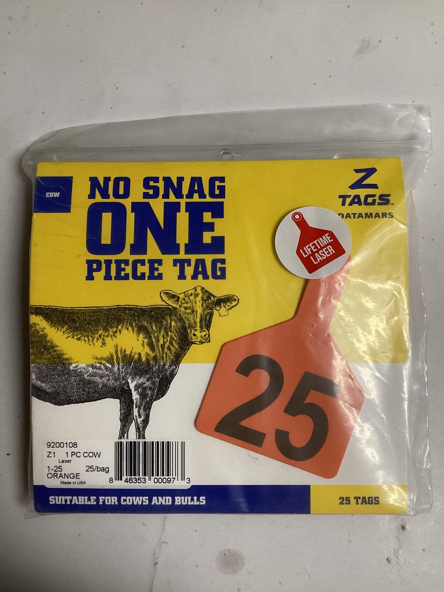 Z Tags One-Piece Tag Cow Size