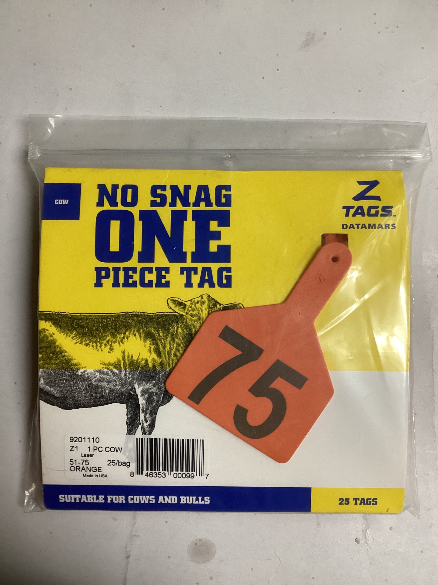 Z Tags One-Piece Tag Cow Size