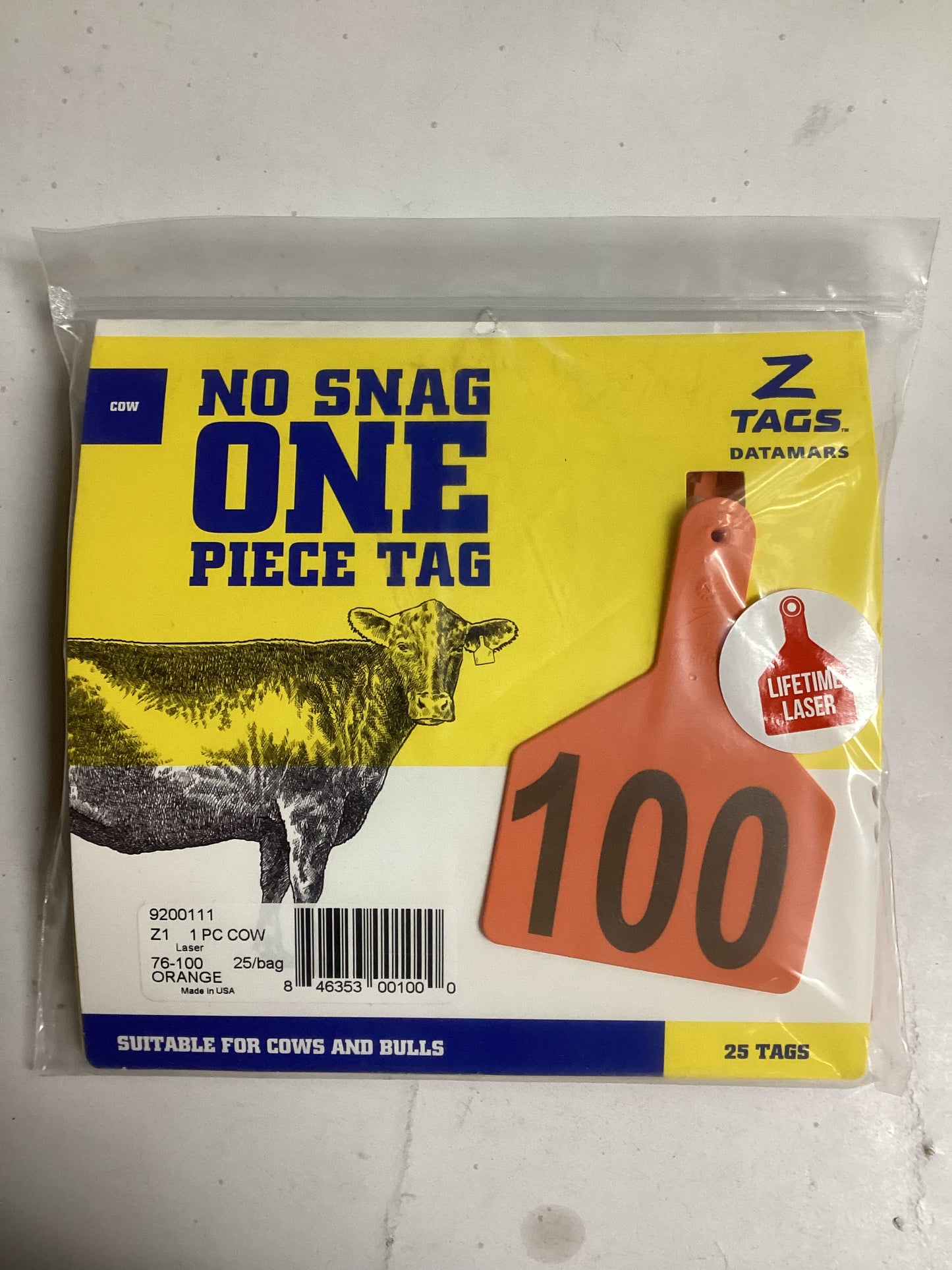 Z Tags One-Piece Tag Cow Size