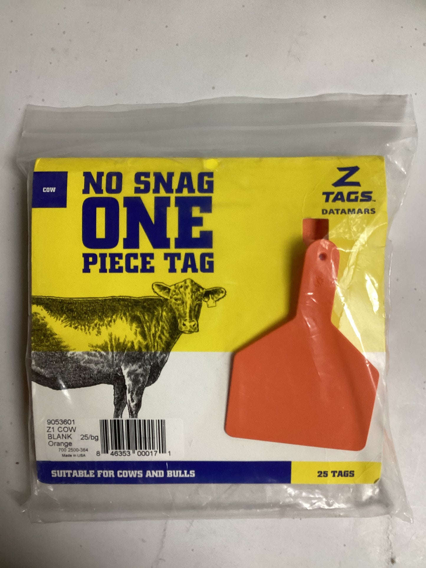 Z Tags One-Piece Tag Cow Size