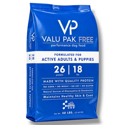 Valu-Pak Free 26-18 Performance Dog Food (Blue Bag), 50-lbs