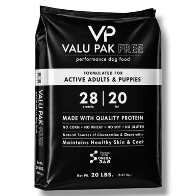 Valu-Pak Free 28/20 Performance Dog Food, 20-lbs