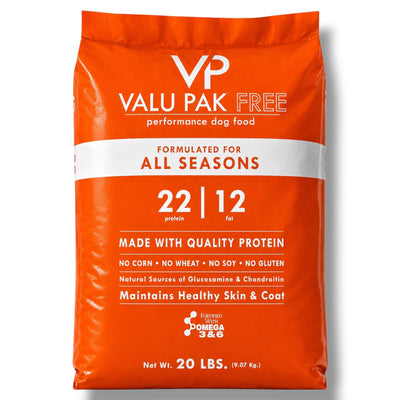 Valu-Pak Free 22/12 Performance Dog Food (Orange Bag), 20-lbs