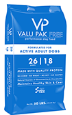 Value Pak Grain Free 26/18 Dog Feed Blue Bag 50 lbs