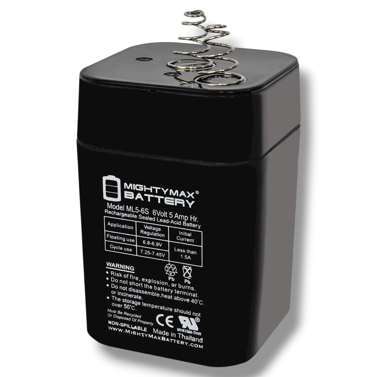 Mighty Max Spring Top Battery 6V 5AH Rechargeable Replacement Battery