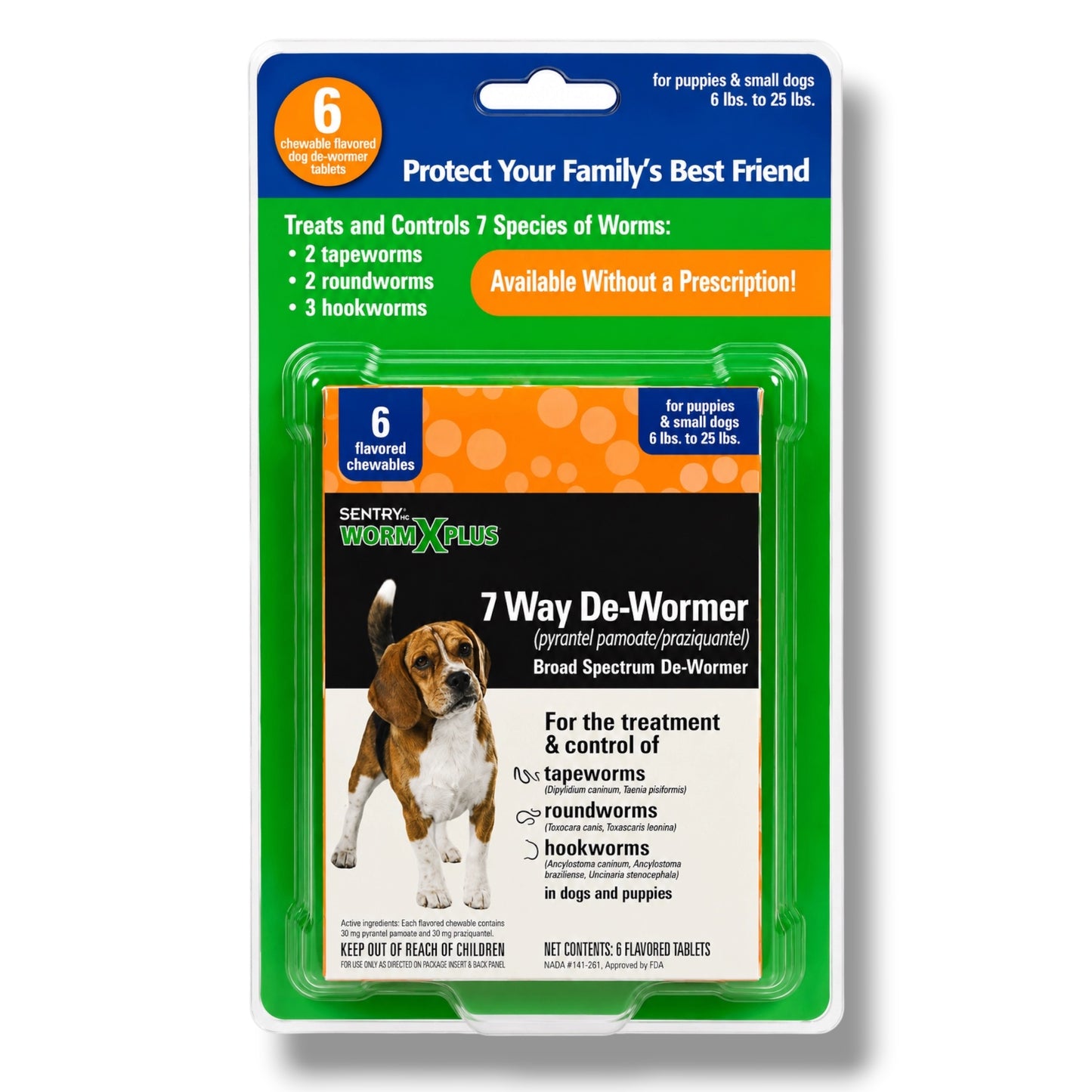 Worm X Plus 7 Way DeWormer for Puppies & Small Dogs (6-25 lbs)