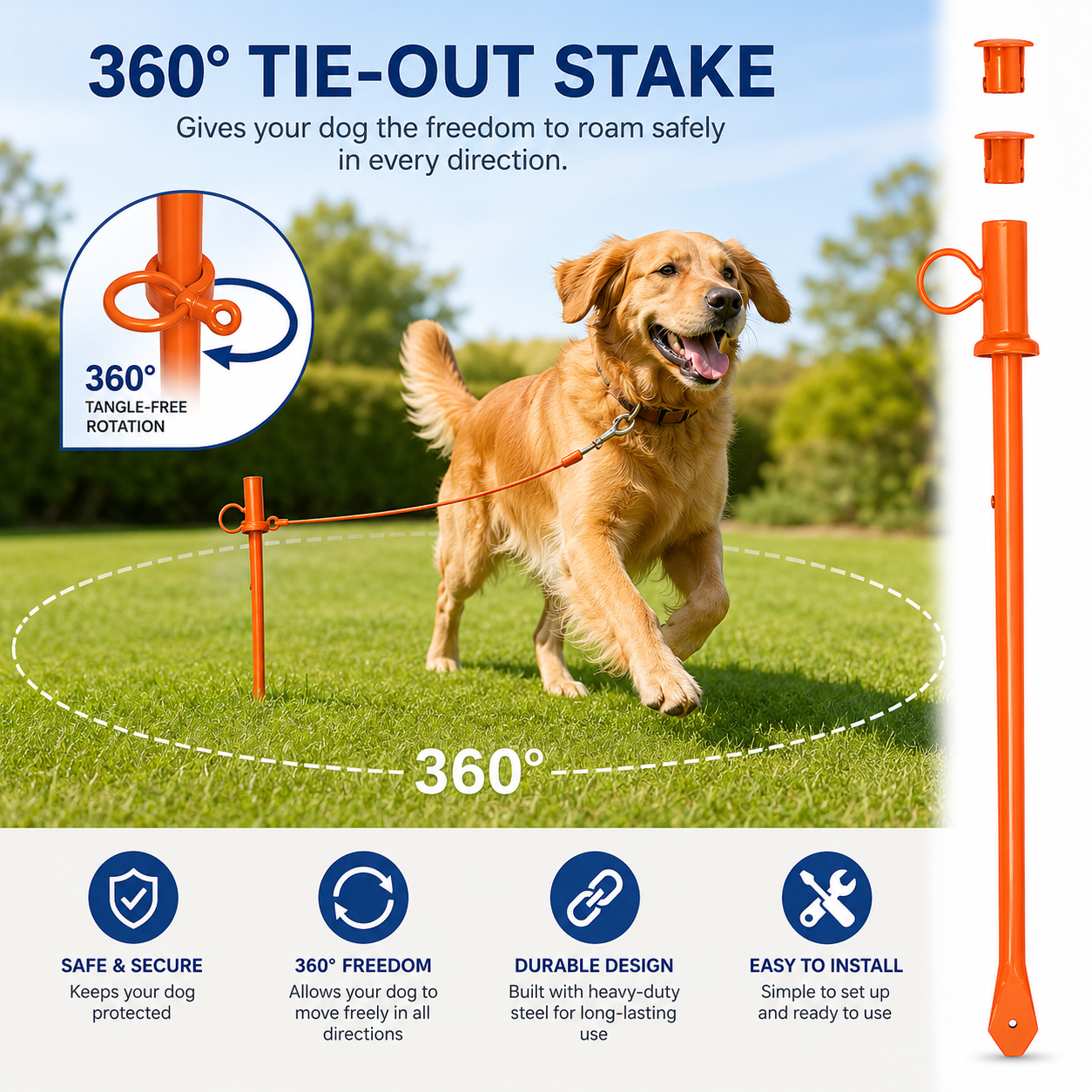 Interlock 360 Dog Tie Out Stake