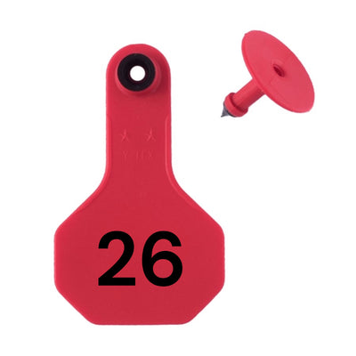 Y Tex Numbered 2 Piece Ear Tags Red