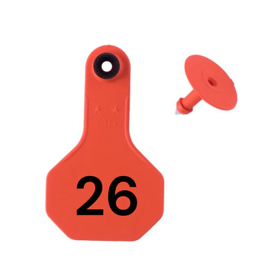 Y Tex Numbered 2 Piece Ear Tags Orange