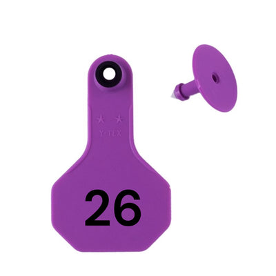 Y Tex Numbered 2 Piece Ear Tags Purple
