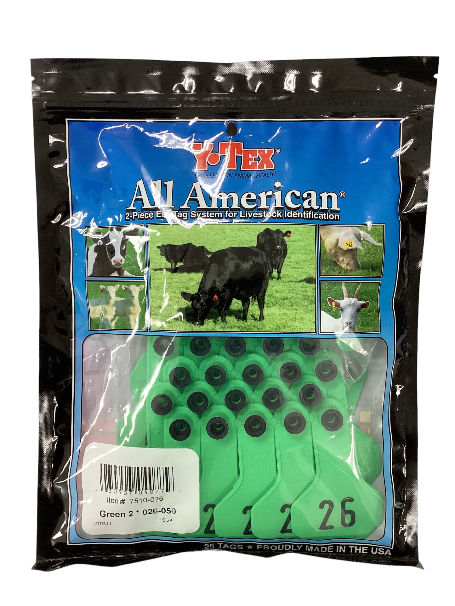 Y Tex Ear Tags Green